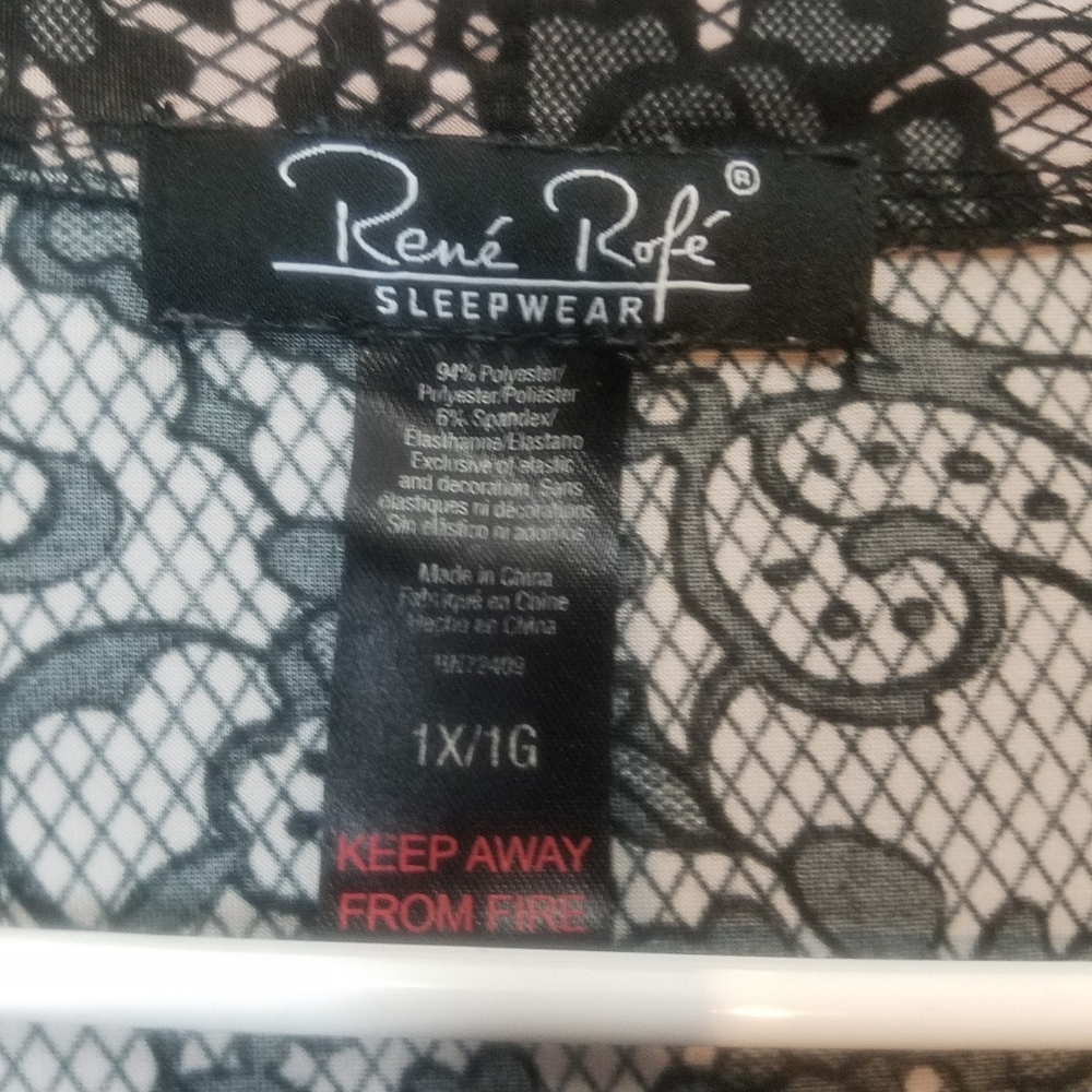 Rene Rofe Lace Print Tie Front Robe - Picture 6 of 6